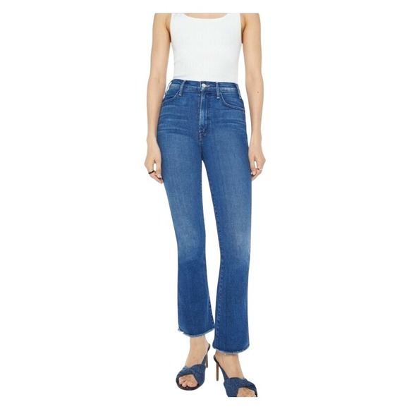 MOTHER The Hustler Flood Fray Jeans Size 27 High Rise Raw Hem Bootcut Denim - Picture 1 of 16
